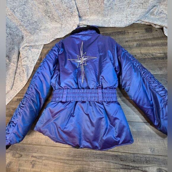 Vintage Polaris ski snow Snowmobile jacket insulated, blue purple metallic med - Picture 3 of 16